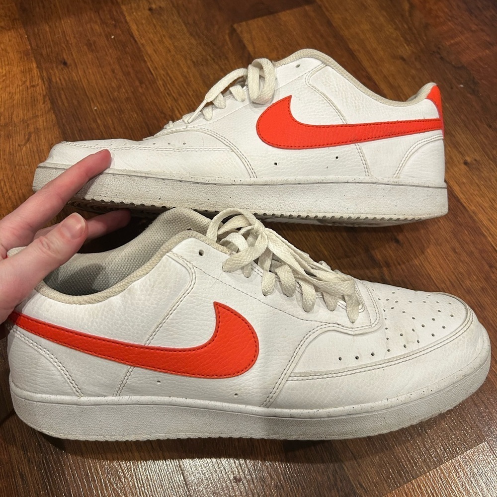 Nike Court Vision Mens Red White Low Size 12 Casual Sneakers